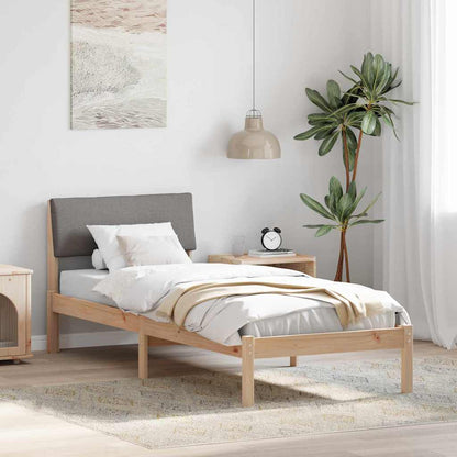 Bed frame Brown and taupe 75 x 190 cm Solid pine wood