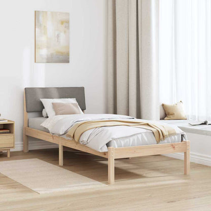 Bed frame Brown and taupe 75 x 190 cm Solid pine wood