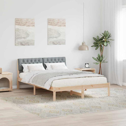 Bed frame Brown and light grey 160 x 200 cm Solid pine wood