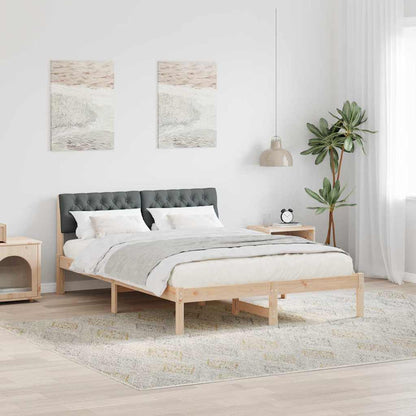 Bed frame Brown and dark grey 160 x 200 cm Solid pine wood
