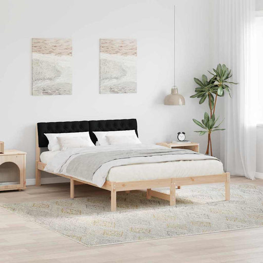 Bed frame Brown and black 160 x 200 cm Solid pine wood
