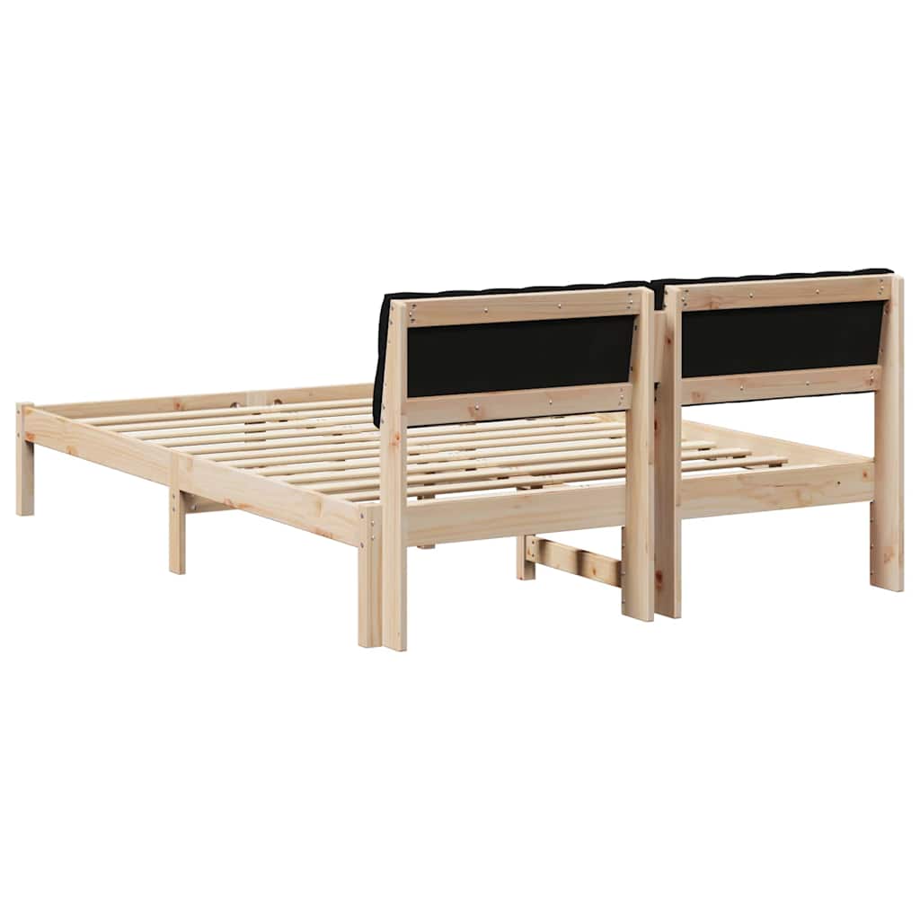 Bed frame Brown and black 160 x 200 cm Solid pine wood