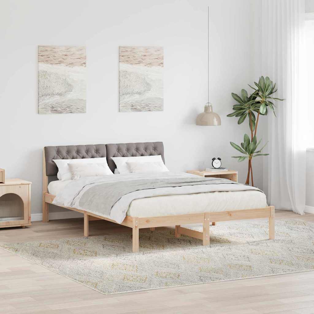Bed frame Brown and taupe 160 x 200 cm Solid pine wood