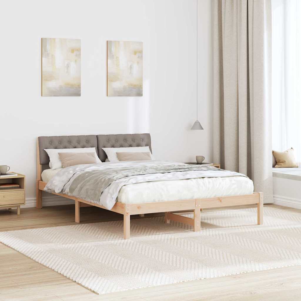 Bed frame Brown and taupe 160 x 200 cm Solid pine wood