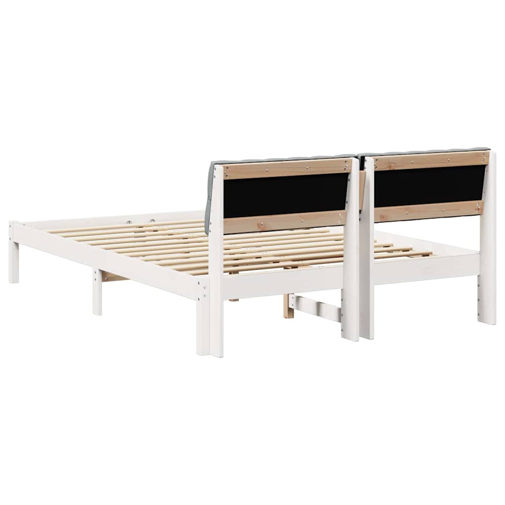 Bed frame White and light grey 160 x 200 cm Solid pine wood