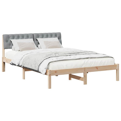 Bed frame Brown and light grey 150 x 200 cm Solid pine wood