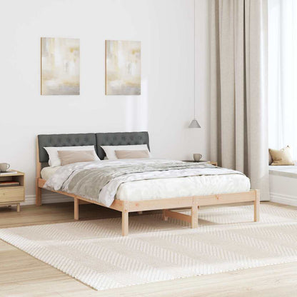 Bed frame Brown and dark grey 150 x 200 cm Solid pine wood