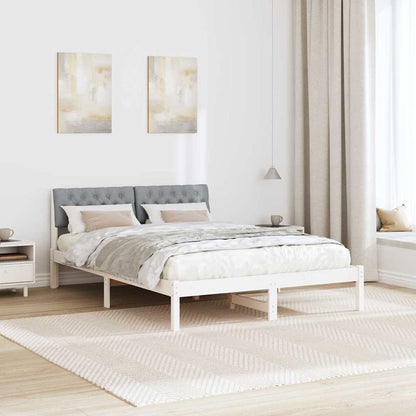 Bed frame White and light grey 150 x 200 cm Solid pine wood