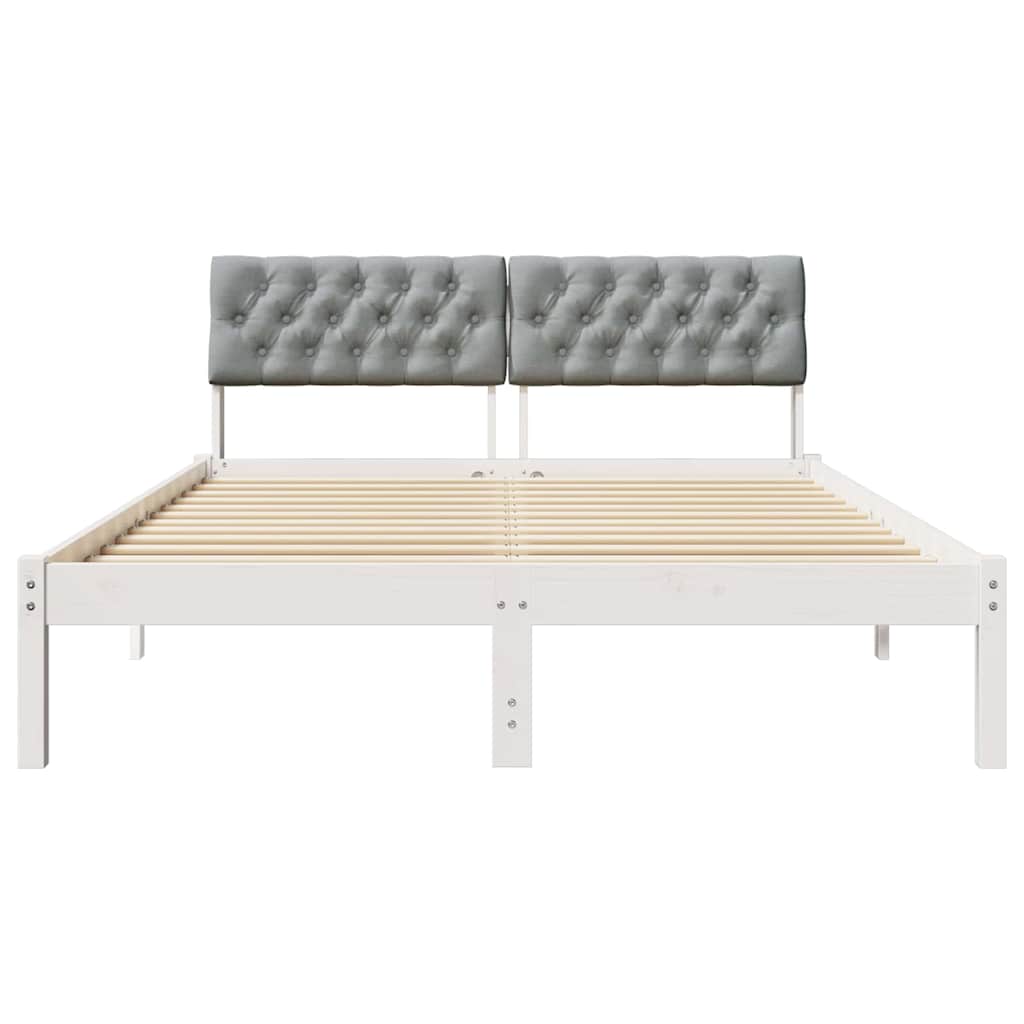 Bed frame White and light grey 150 x 200 cm Solid pine wood