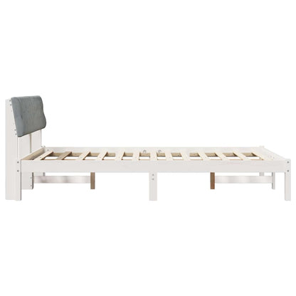 Bed frame White and light grey 150 x 200 cm Solid pine wood