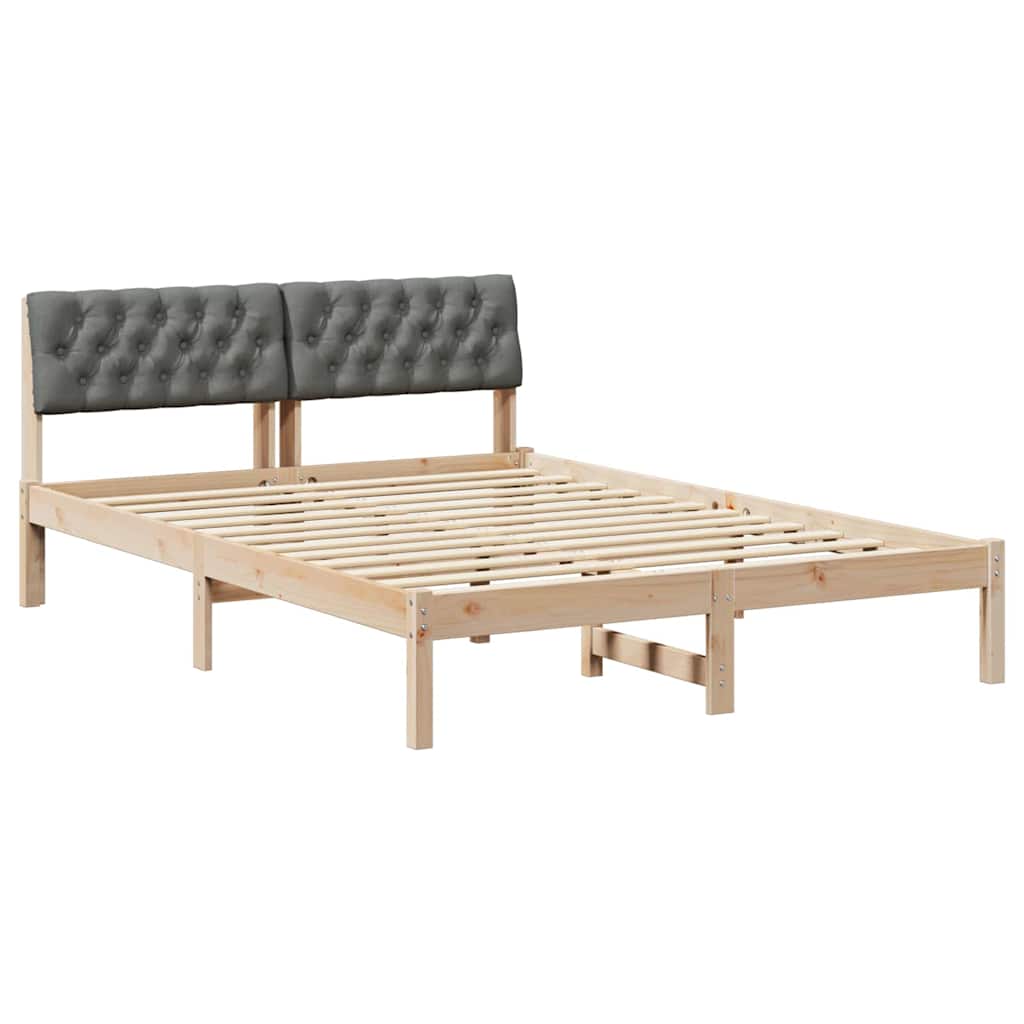 Bed frame Brown and dark grey 140 x 200 cm Solid pine wood