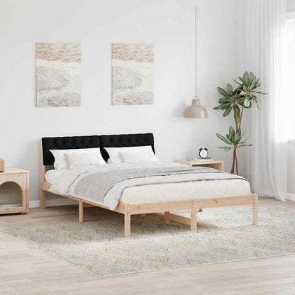Bed frame Brown and black 140 x 200 cm Solid pine wood