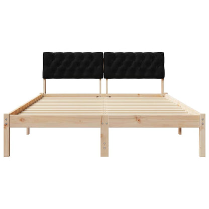 Bed frame Brown and black 140 x 200 cm Solid pine wood