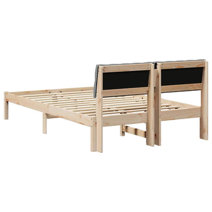 Bed frame Brown and light grey 120 x 200 cm Solid pine wood