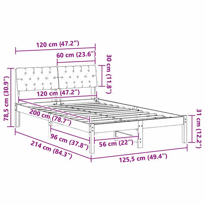 Bed frame Brown and dark grey 120 x 200 cm Solid pine wood