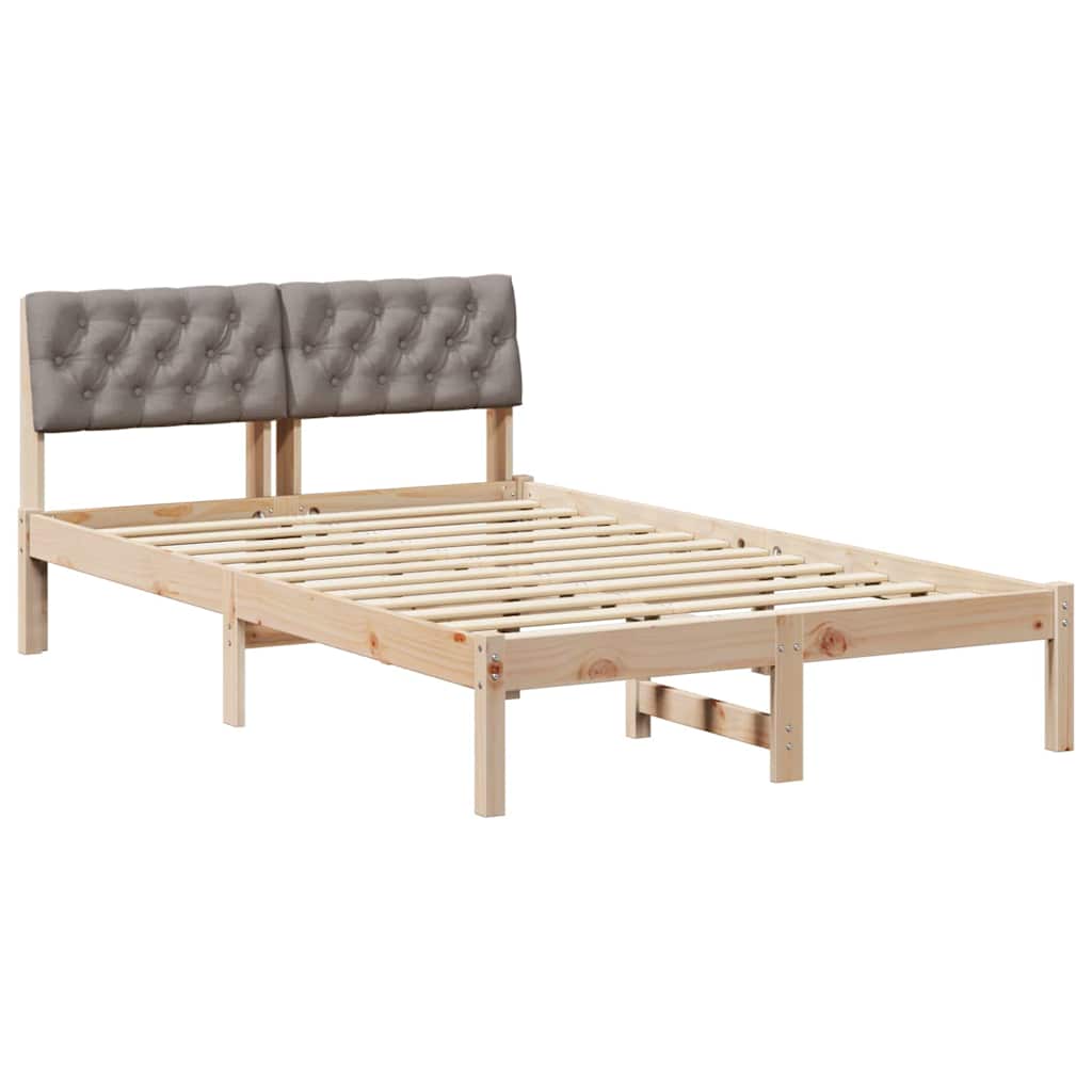 Bed frame Brown and taupe 120 x 200 cm Solid pine wood