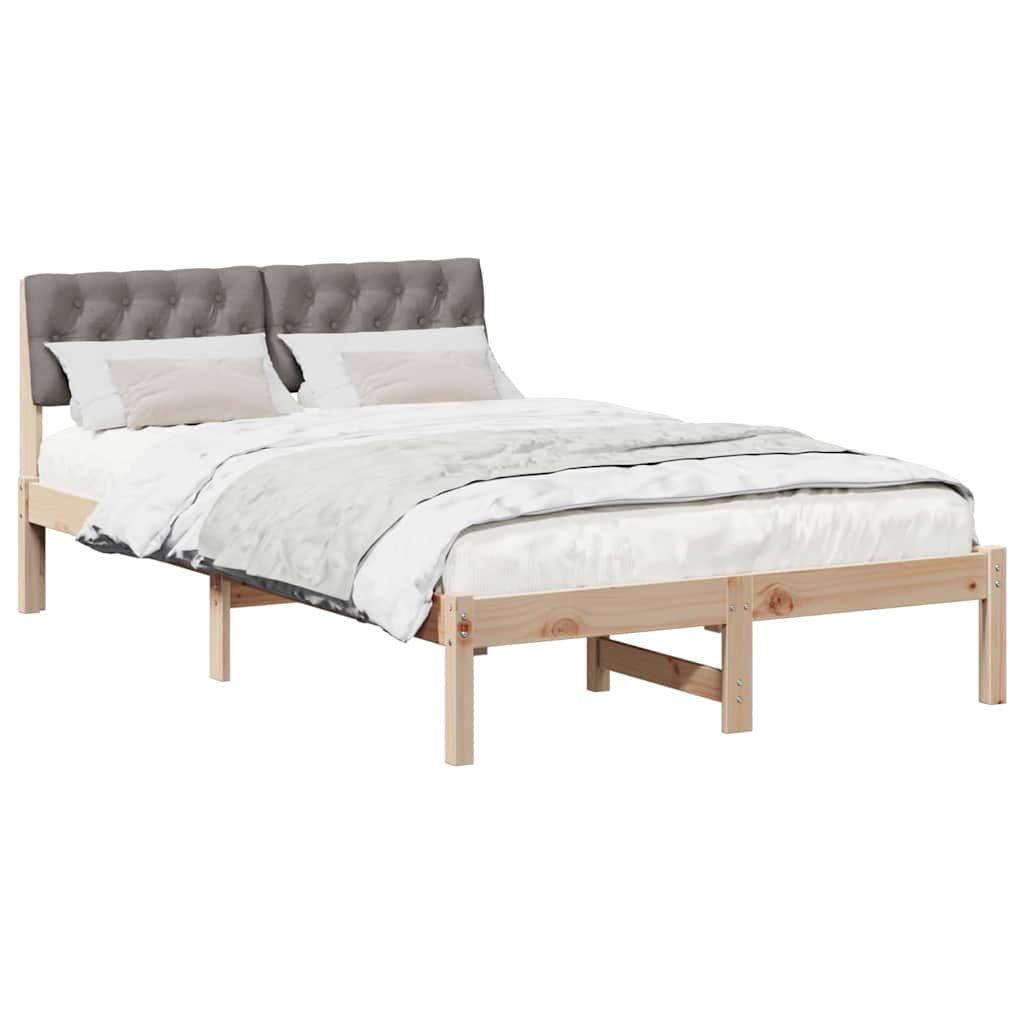 Bed frame Brown and taupe 120 x 200 cm Solid pine wood