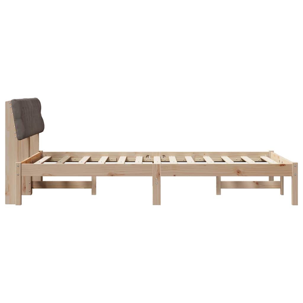Bed frame Brown and taupe 120 x 200 cm Solid pine wood