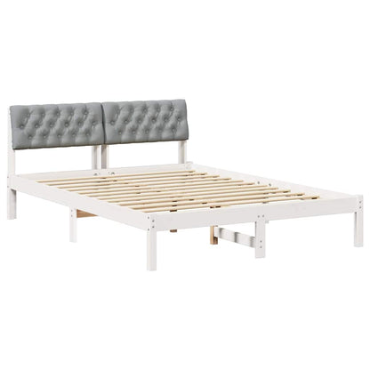 Bed frame White and light grey 120 x 200 cm Solid pine wood