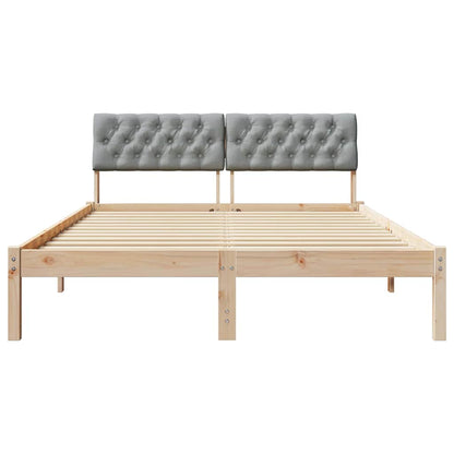 Bed frame Brown and light grey 140 x 190 cm Solid pine wood