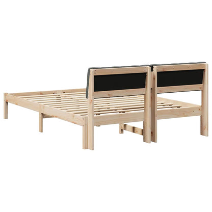 Bed frame Brown and dark grey 140 x 190 cm Solid pine wood