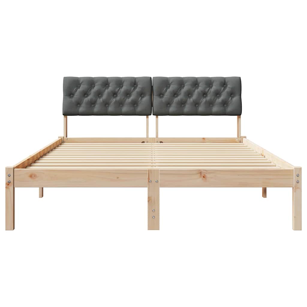 Bed frame Brown and dark grey 140 x 190 cm Solid pine wood