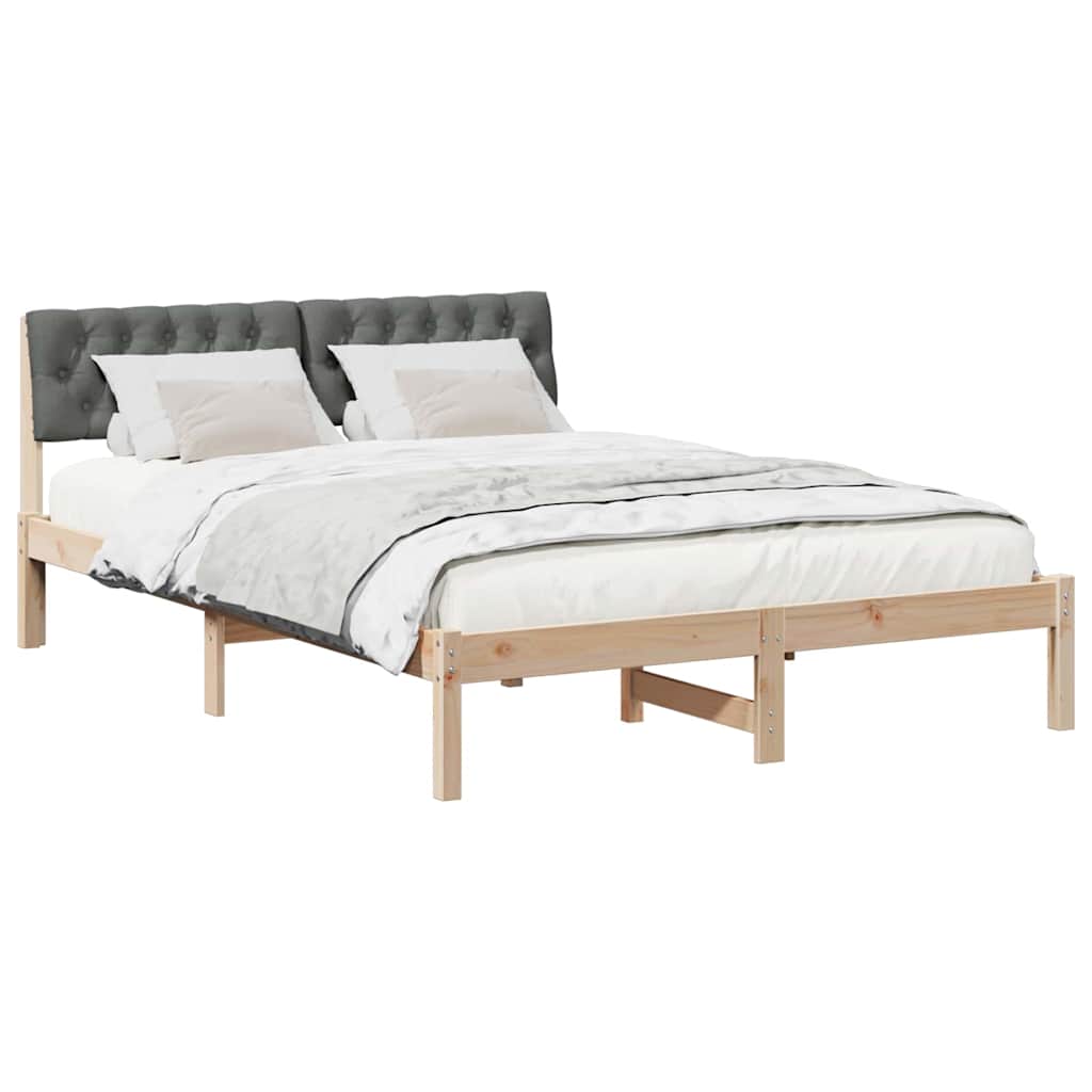 Bed frame Brown and dark grey 140 x 190 cm Solid pine wood