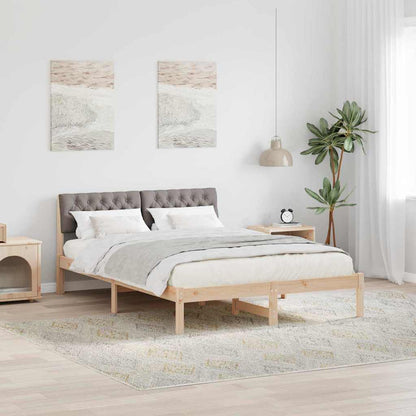 Bed frame Brown and taupe 140 x 190 cm Solid pine wood
