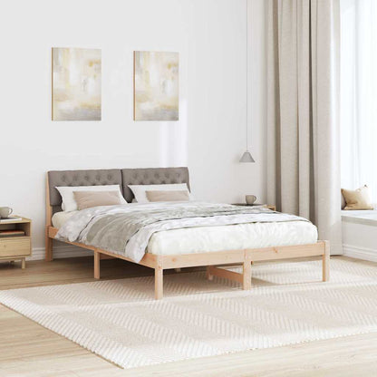Bed frame Brown and taupe 140 x 190 cm Solid pine wood