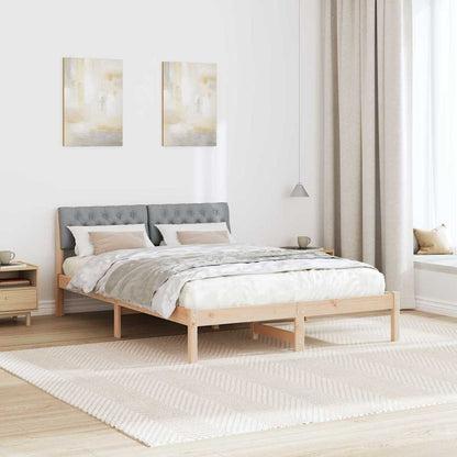 Bed frame Brown and light grey 135 x 190 cm Solid pine wood