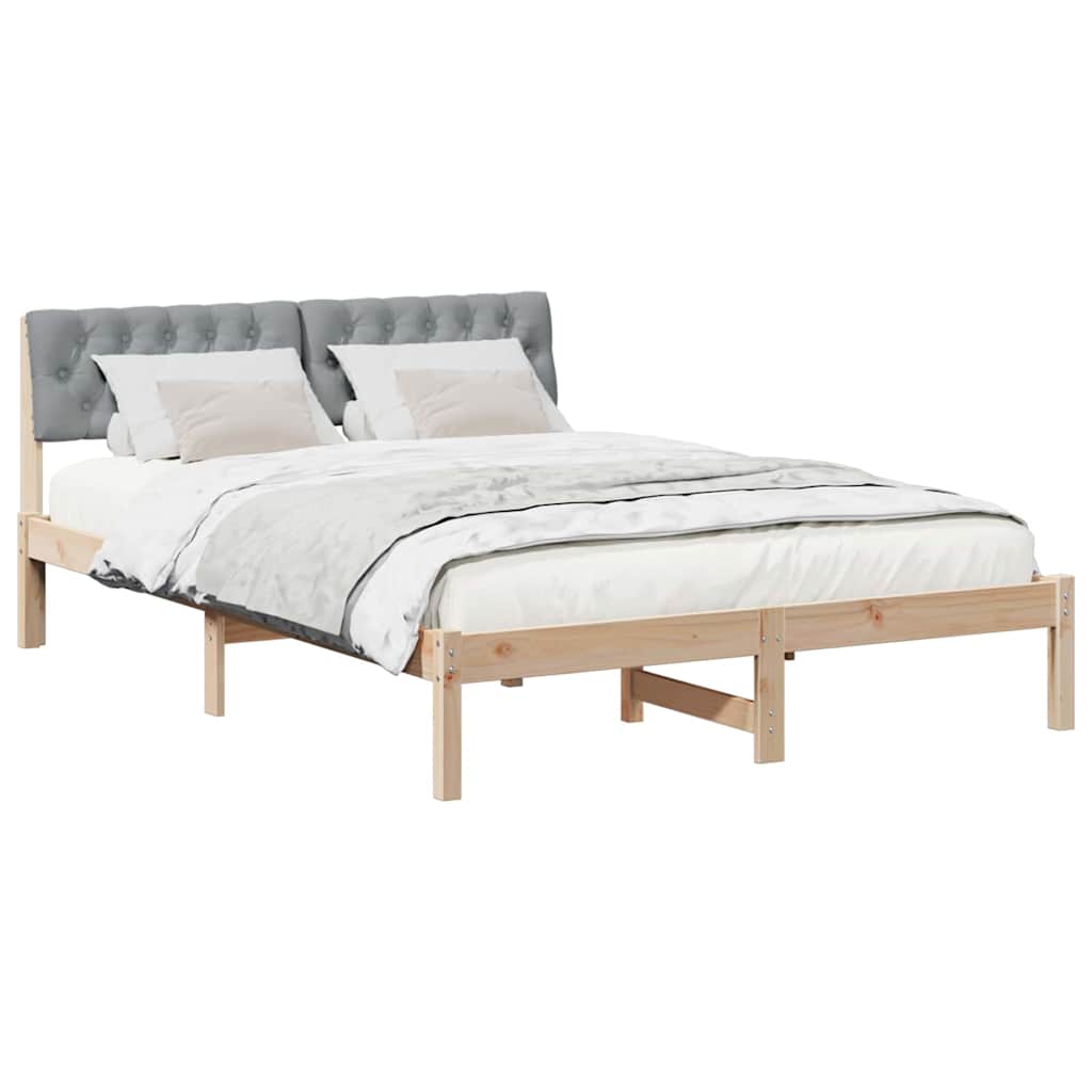 Bed frame Brown and light grey 135 x 190 cm Solid pine wood