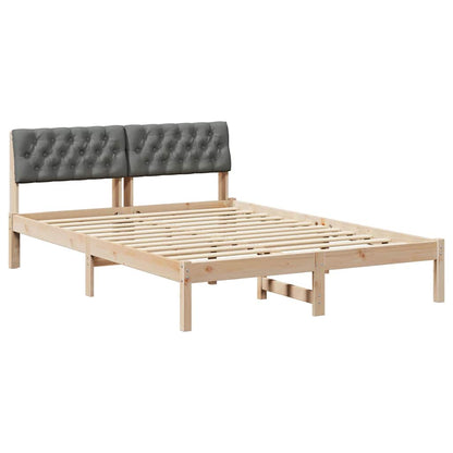 Bed frame Brown and dark grey 135 x 190 cm Solid pine wood