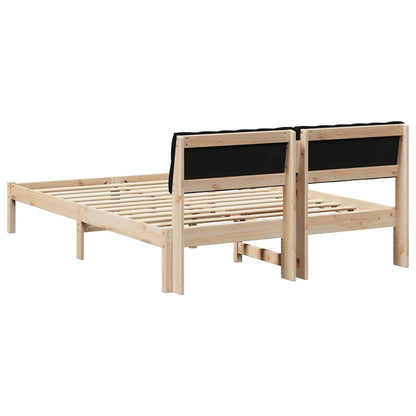Bed frame Brown and black 135 x 190 cm Solid pine wood