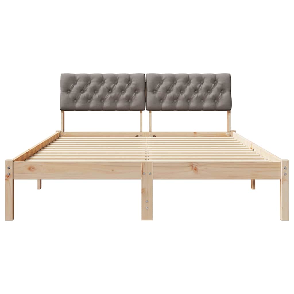 Bed frame Brown and taupe 135 x 190 cm Solid pine wood