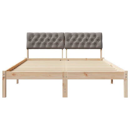 Bed frame Brown and taupe 135 x 190 cm Solid pine wood