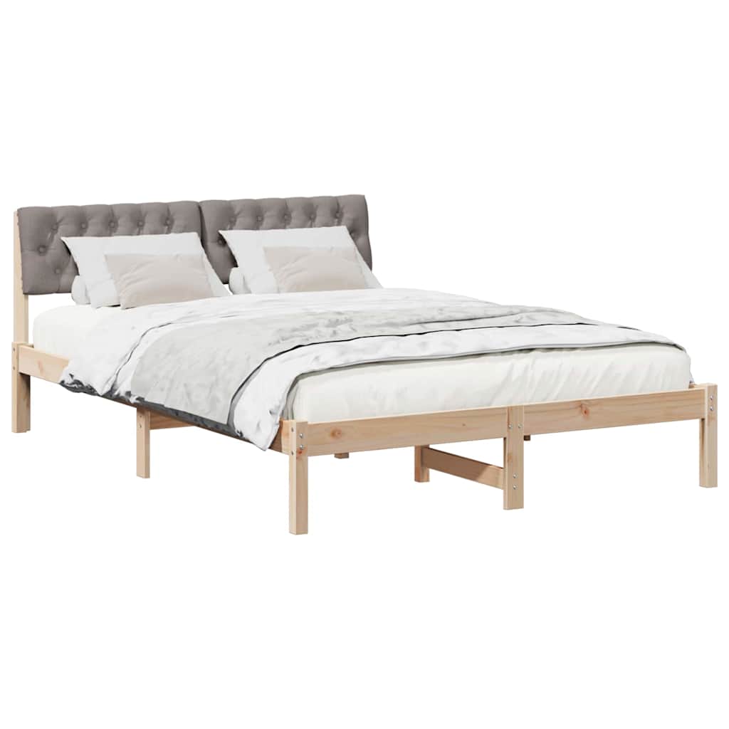 Bed frame Brown and taupe 135 x 190 cm Solid pine wood