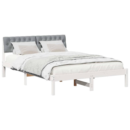 Bed frame White and light grey 135 x 190 cm Solid pine wood