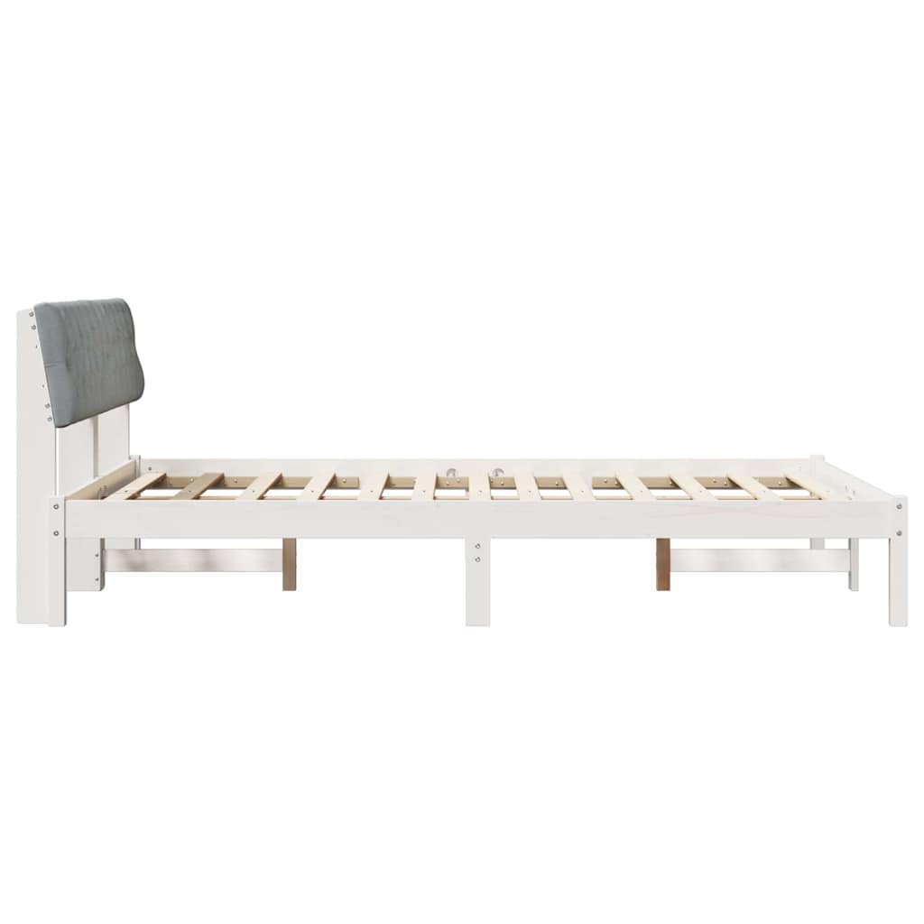 Bed frame White and light grey 135 x 190 cm Solid pine wood