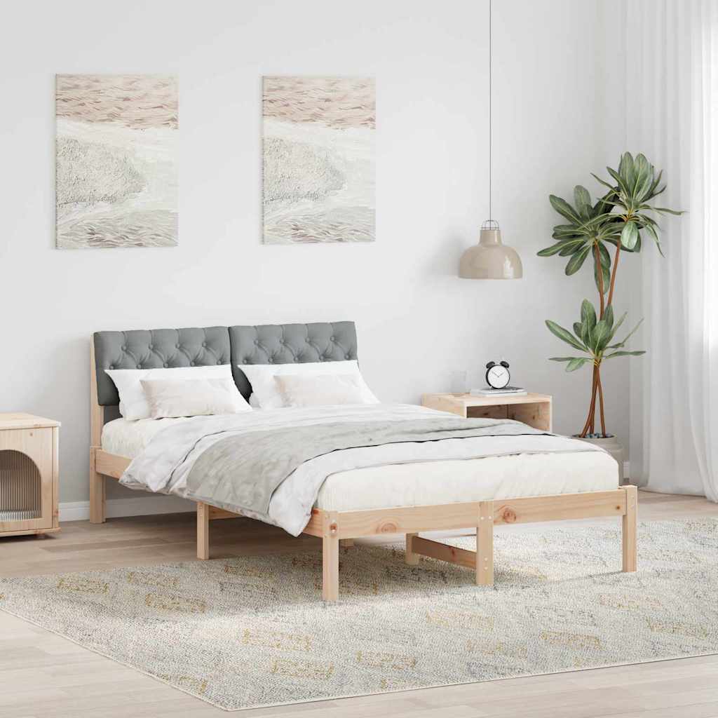 Bed frame Brown and light grey 120 x 190 cm Solid pine wood