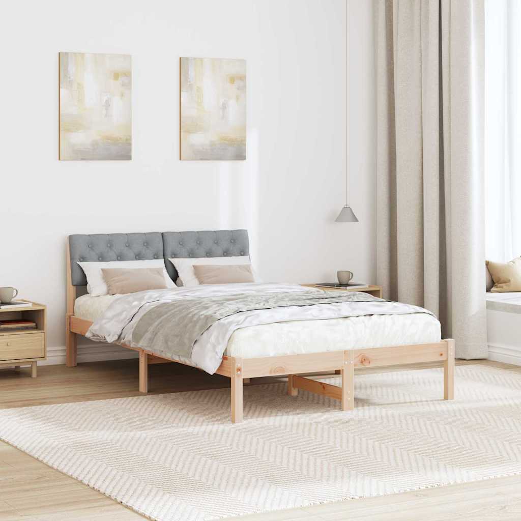 Bed frame Brown and light grey 120 x 190 cm Solid pine wood