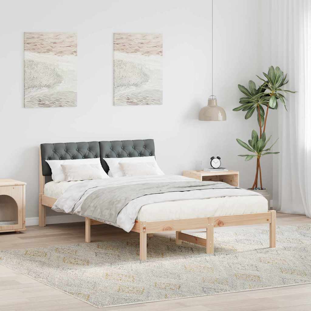Bed frame Brown and dark grey 120 x 190 cm Solid pine wood