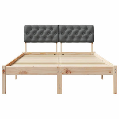 Bed frame Brown and dark grey 120 x 190 cm Solid pine wood
