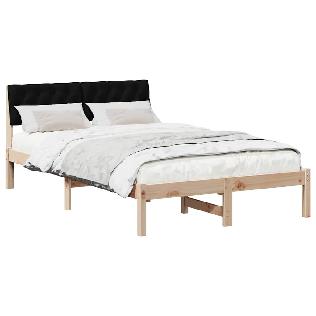 Bed frame Brown and black 120 x 190 cm Solid pine wood
