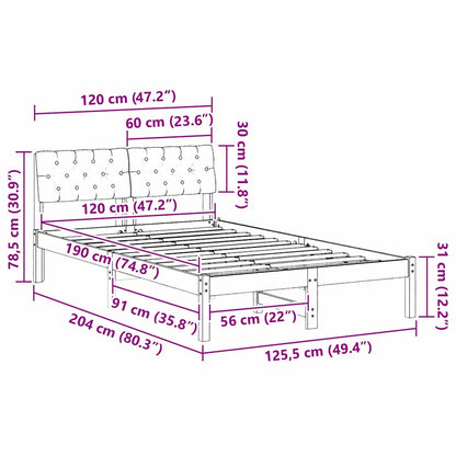 Bed frame Brown and black 120 x 190 cm Solid pine wood