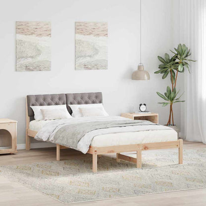 Bed frame Brown and taupe 120 x 190 cm Solid pine wood