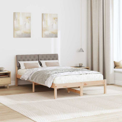 Bed frame Brown and taupe 120 x 190 cm Solid pine wood