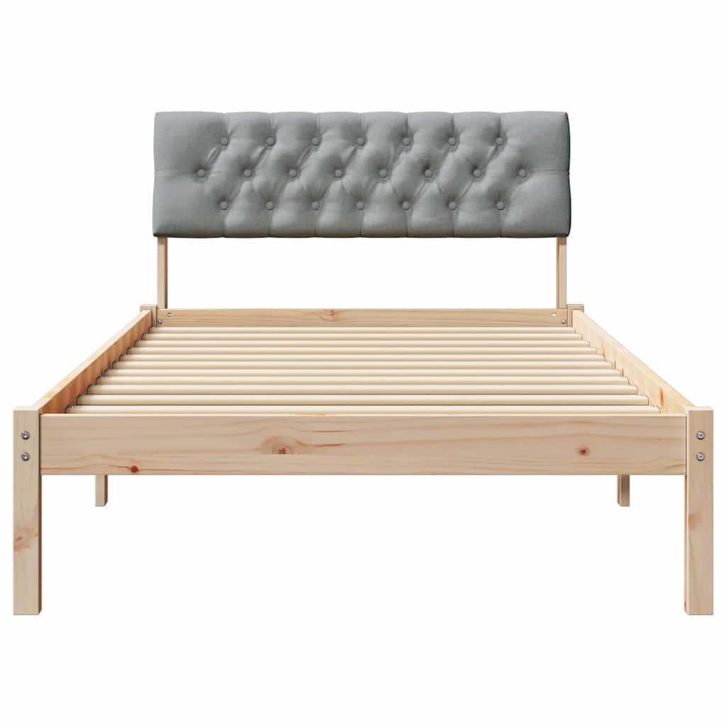 Bed frame Brown and light grey 100 x 200 cm Solid pine wood