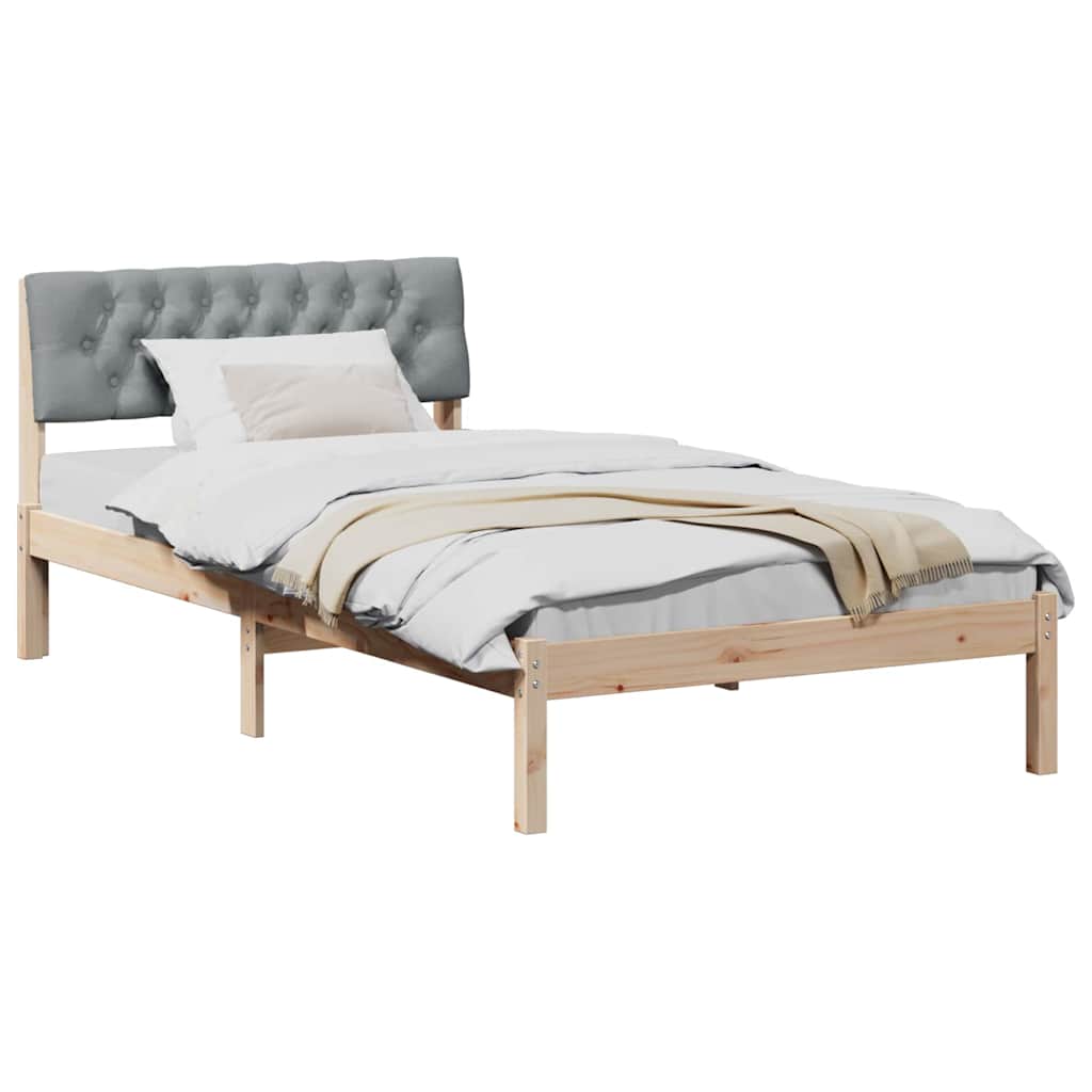 Bed frame Brown and light grey 100 x 200 cm Solid pine wood