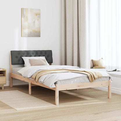 Bed frame Brown and dark grey 100 x 200 cm Solid pine wood