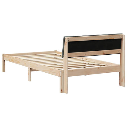 Bed frame Brown and dark grey 100 x 200 cm Solid pine wood
